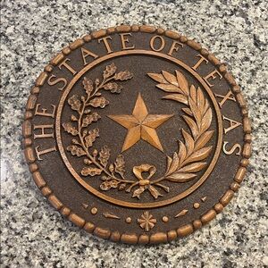 The State of Texas Wood Plaque Wall Hanging Decor Round 12”
